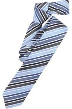 Venti Slim Krawatte 100% Seide Blau/grau, Gestreift