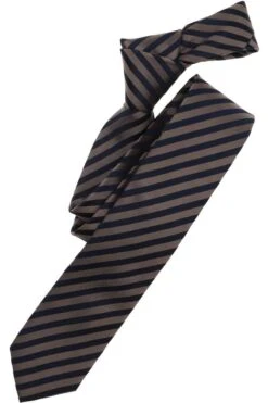 Venti Slim Krawatte 100% Seide Braun, Gestreift