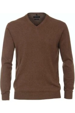Casa Moda Casual Fit Herren Pullover V-Ausschnitt Braun
