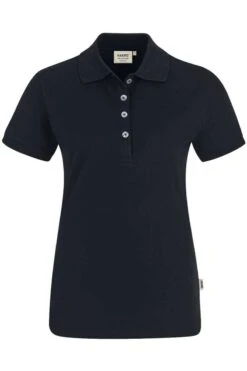 HAKRO 222 Regular Fit Damen Poloshirt Schwarz, Einfarbig