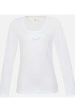 TRIGEMA Slim Fit Damen Longsleeve Weiss
