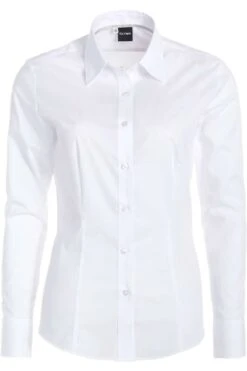 OLYMP Slim Fit Bluseweiss, Einfarbig