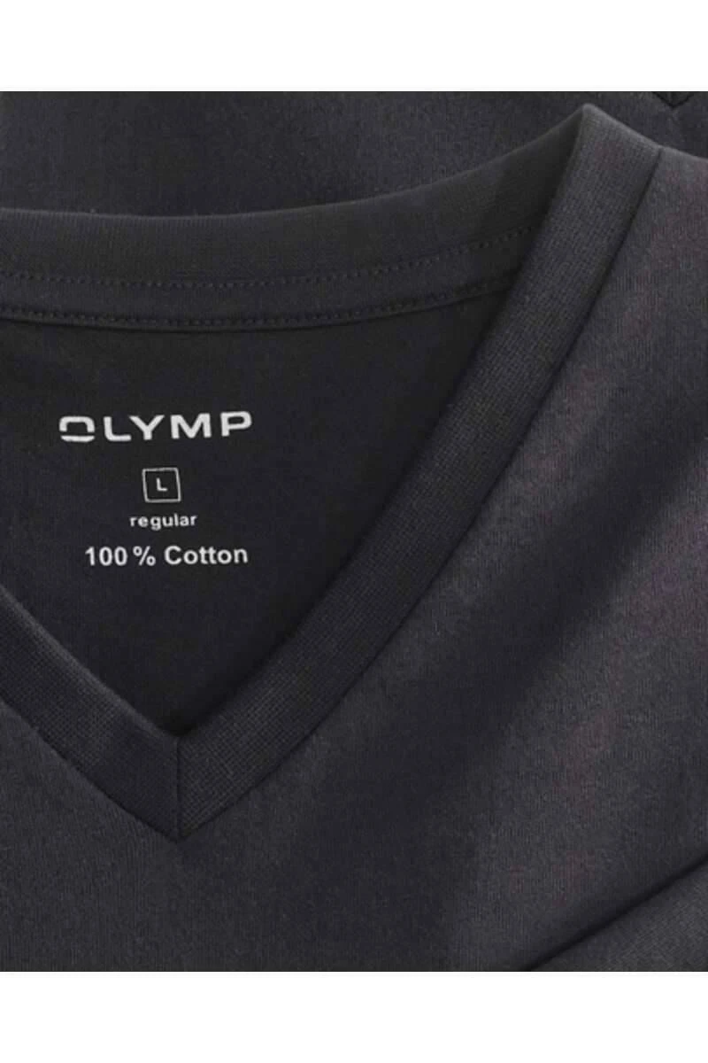 OLYMP Modern Fit T-Shirt V-Ausschnitt Doppelpack Schwarz,Einfarbig 2 OLYMP Modern Fit T-Shirt V-Ausschnitt Doppelpack Schwarz,Einfarbig – Bild 2