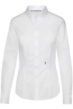 Seidensticker Slim Fit Bluseweiss, Einfarbig