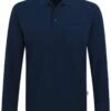 HAKRO 809 Comfort Fit Longsleeve Poloshirt Nachtblau, Einfarbig