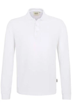 HAKRO 815 Comfort Fit Longsleeve Poloshirt Weiss, Einfarbig