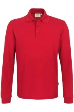 HAKRO 815 Comfort Fit Longsleeve Poloshirt Rot, Einfarbig