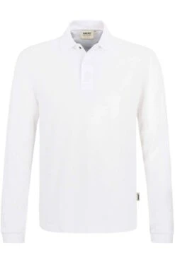 HAKRO 821 Comfort Fit Longsleeve Poloshirt Weiss, Einfarbig