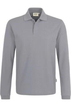 HAKRO 821 Comfort Fit Longsleeve Poloshirt Grau, Einfarbig