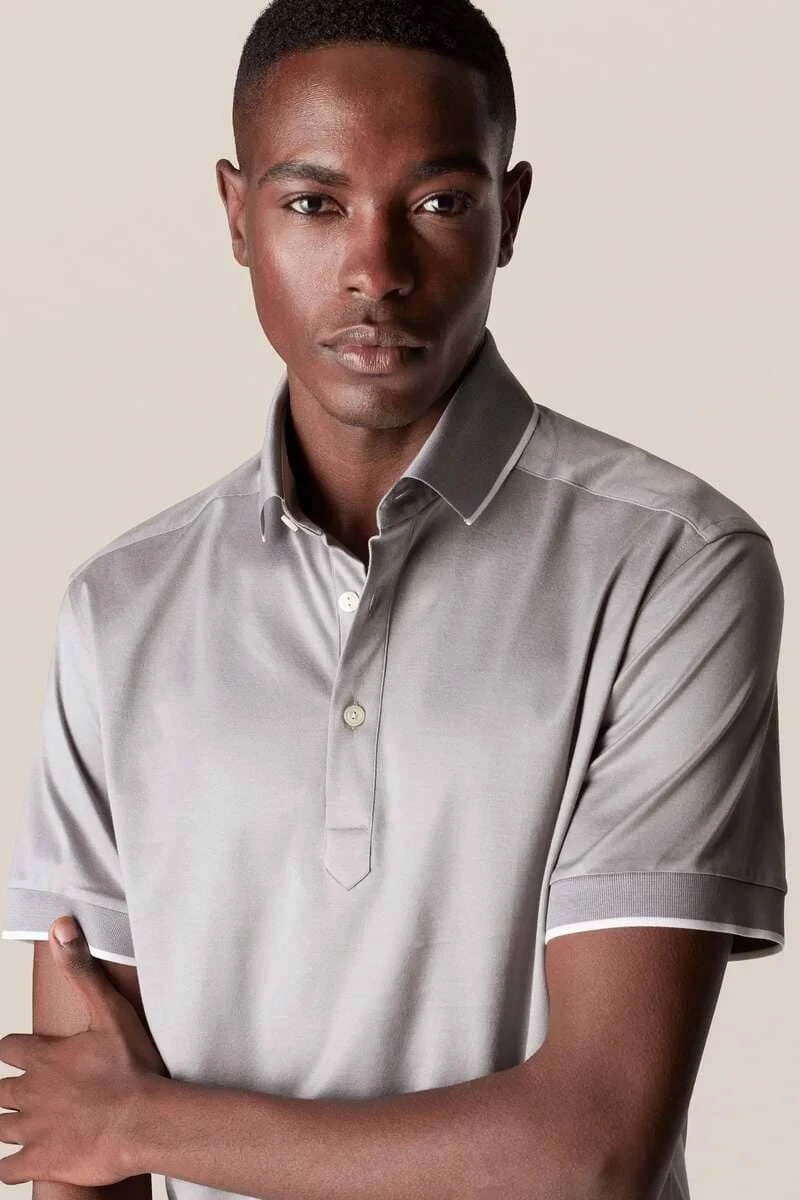 ETON Slim Fit Poloshirt Hellgrau, Einfarbig 3 ETON Slim Fit Poloshirt Hellgrau, Einfarbig – Bild 3