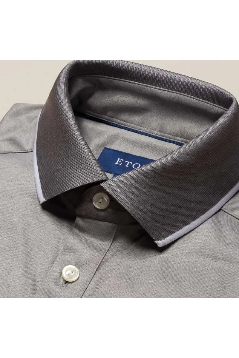 ETON Slim Fit Poloshirt Hellgrau, Einfarbig 2 ETON Slim Fit Poloshirt Hellgrau, Einfarbig – Bild 2