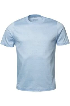 ETON Slim Fit T-Shirt Rundhals Hellblau,Einfarbig