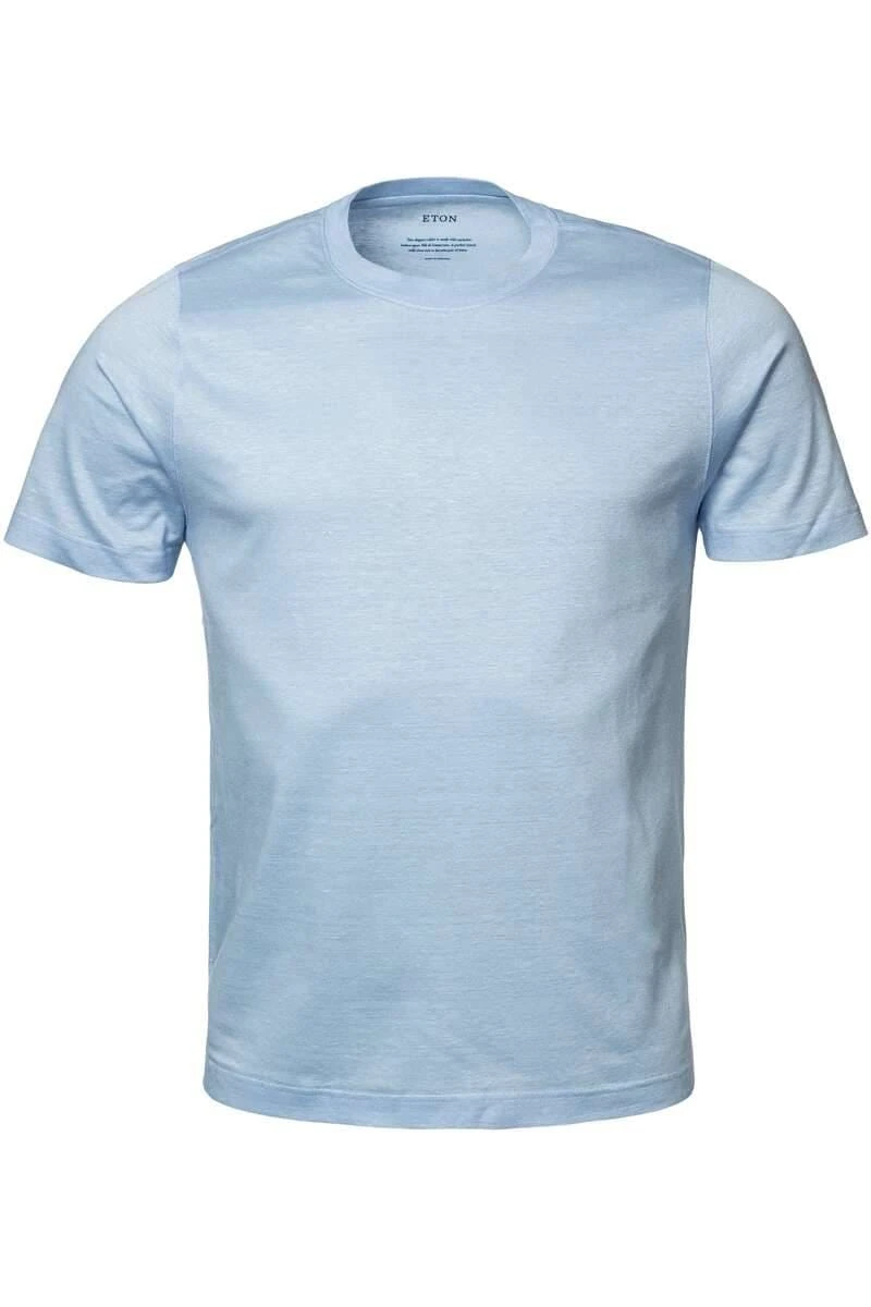ETON Slim Fit T-Shirt Rundhals Hellblau,Einfarbig 1 ETON Slim Fit T-Shirt Rundhals Hellblau,Einfarbig