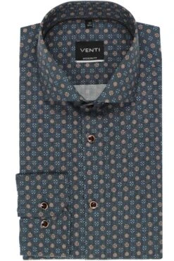 Venti Modern Fit Hemd Blau, Gemustert