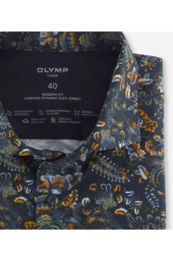 OLYMP Luxor 24/Seven Modern Fit Jerseyhemd Hellblau, Gemustert -Kleidung Angebote 1205 24 18 1 800 1200x1200
