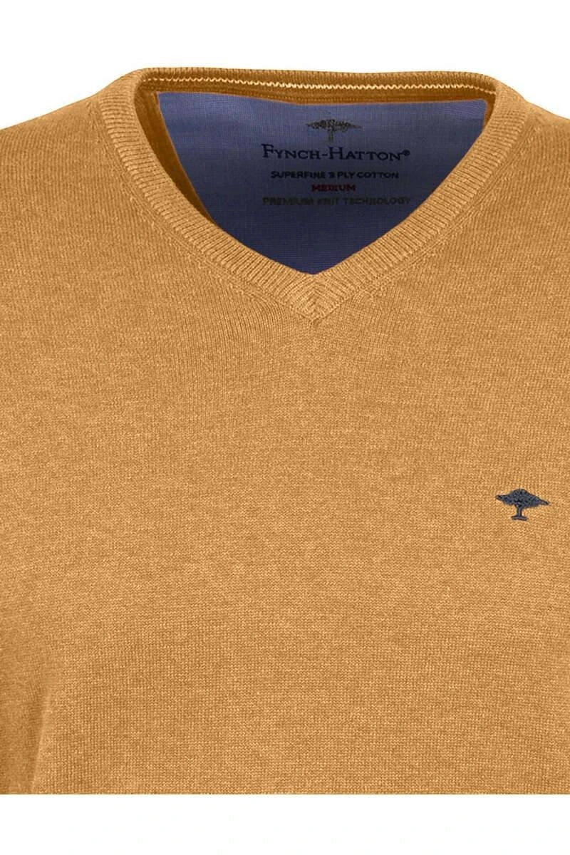 Fynch-Hatton Casual Fit Herren StrickpulloverV-Ausschnitt Gelb 2 Fynch-Hatton Casual Fit Herren StrickpulloverV-Ausschnitt Gelb – Bild 2