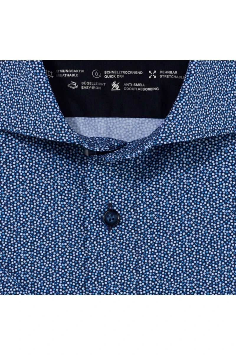 OLYMP Luxor 24/Seven Dynamic Flex Modern Fit Jerseyhemd Marine, Gemustert 4 OLYMP Luxor 24/Seven Dynamic Flex Modern Fit Jerseyhemd Marine, Gemustert – Bild 4
