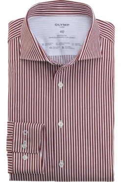 OLYMP Luxor 24/Seven Modern Fit Jerseyhemd Rot/weiss, Gestreift