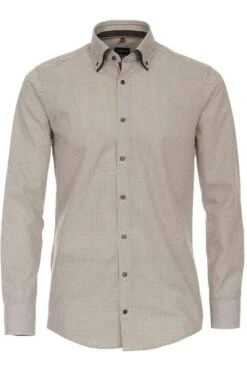 Venti Modern Fit Hemd Braun, Gemustert