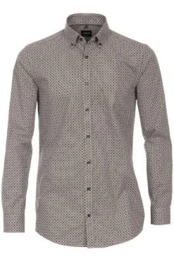 Venti Body Fit Hemd Blau/gelb, Gemustert