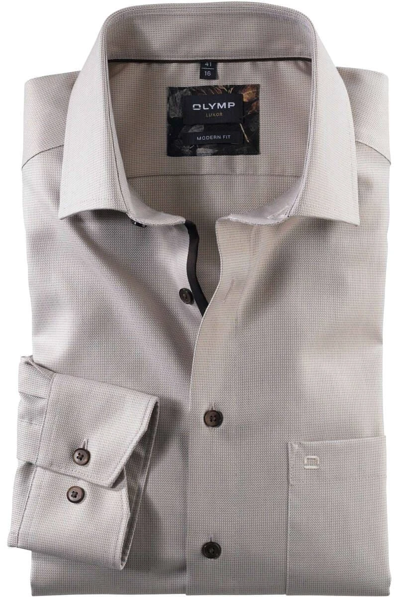 OLYMP Luxor Modern Fit Hemd Natur, Faux-uni 1 OLYMP Luxor Modern Fit Hemd Natur, Faux-uni