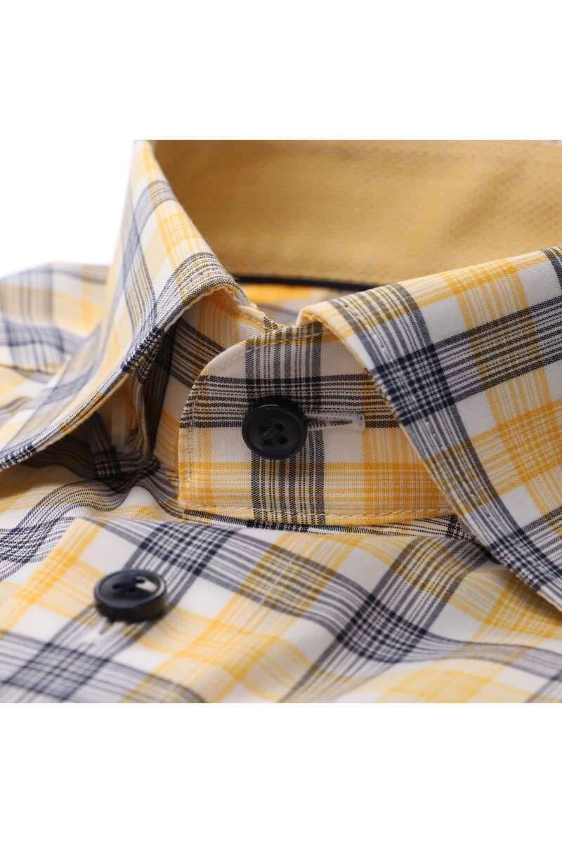 OLYMP Luxor Modern Fit Hemd Blau/gelb, Kariert 2 OLYMP Luxor Modern Fit Hemd Blau/gelb, Kariert – Bild 2