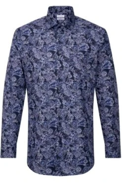 Seidensticker Regular Fit Hemd Dunkelblau, Gemustert