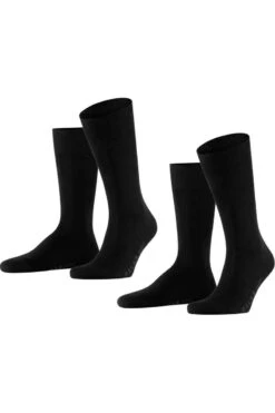 FALKE Swing Herren Socken Doppelpackschwarz, Einfarbig