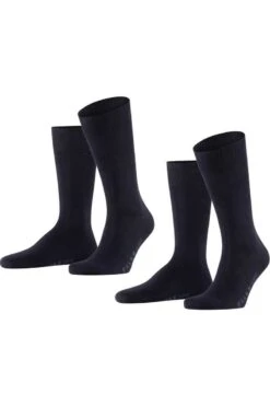 FALKE Swing Herren Socken Doppelpackdunkelblau, Einfarbig