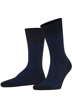 FALKE Shadow Herren Socken Schwarz/blau, Rippstruktur