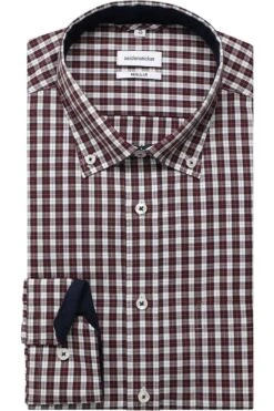 Seidensticker Regular Fit Hemd Dunkelrot, Kariert