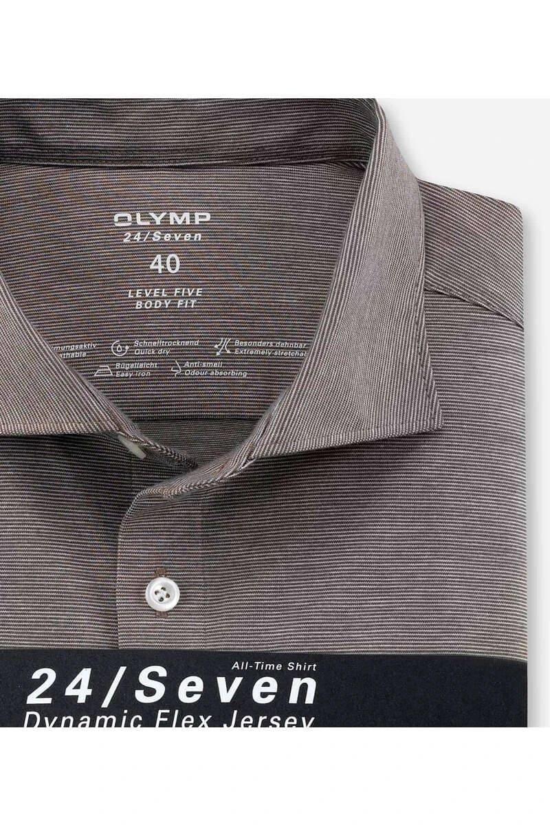 OLYMP Level Five 24/Seven Body Fit Jerseyhemd Schlamm, Meliert 3 OLYMP Level Five 24/Seven Body Fit Jerseyhemd Schlamm, Meliert – Bild 3
