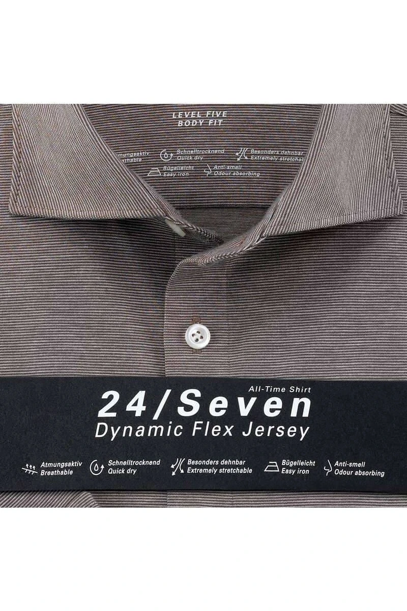 OLYMP Level Five 24/Seven Body Fit Jerseyhemd Schlamm, Meliert 5 OLYMP Level Five 24/Seven Body Fit Jerseyhemd Schlamm, Meliert – Bild 5