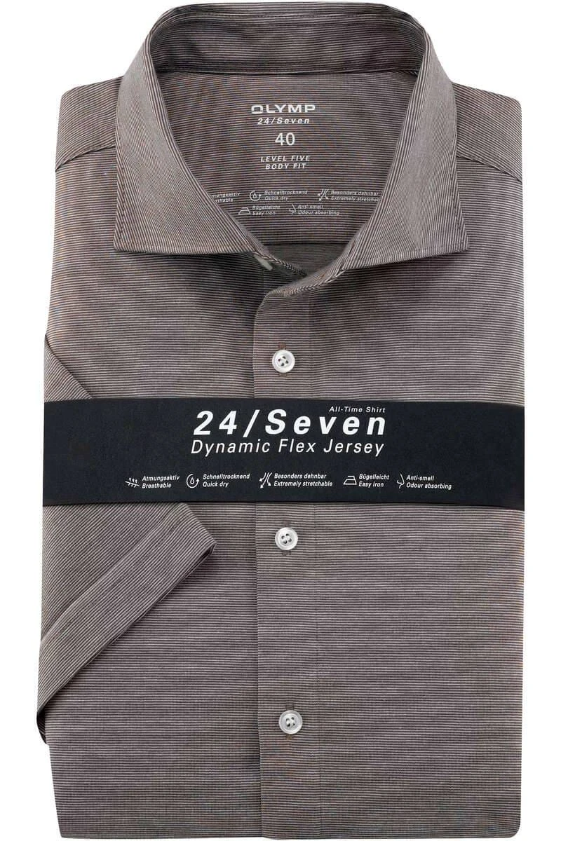 OLYMP Level Five 24/Seven Body Fit Jerseyhemd Schlamm, Meliert 1 OLYMP Level Five 24/Seven Body Fit Jerseyhemd Schlamm, Meliert
