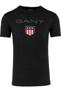 GANT Regular Fit T-Shirt Rundhals Schwarz,bedruckt