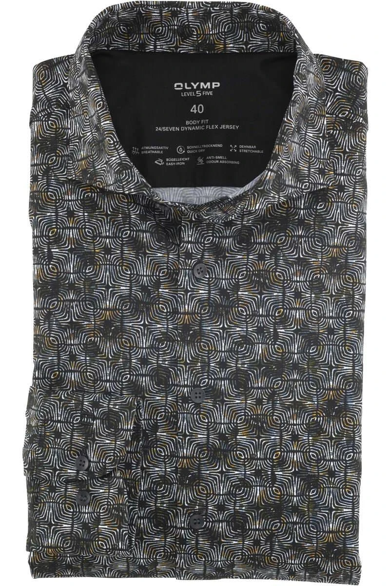 OLYMP Level Five 24/Seven Body Fit Jerseyhemd Mehrfarbig, Gemustert 1 OLYMP Level Five 24/Seven Body Fit Jerseyhemd Mehrfarbig, Gemustert
