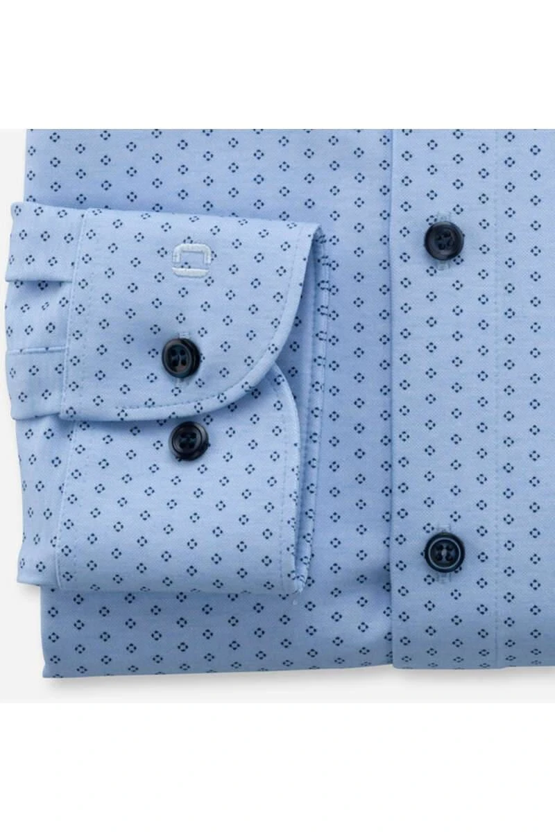 OLYMP Level Five Dynamic Flex Body Fit Jerseyhemd Bleu, Gemustert 3 OLYMP Level Five Dynamic Flex Body Fit Jerseyhemd Bleu, Gemustert – Bild 3