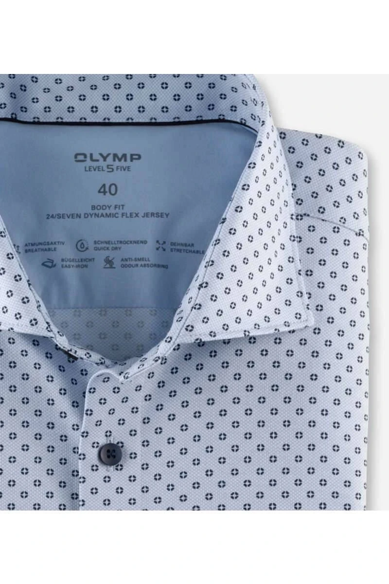 OLYMP Level Five 24/Seven Dynamic Flex Body Fit Jerseyhemd Bleu/marine, Gemustert 2 OLYMP Level Five 24/Seven Dynamic Flex Body Fit Jerseyhemd Bleu/marine, Gemustert – Bild 2