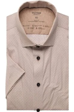 OLYMP Level Five 24/Seven Dynamic Flex Body Fit Jerseyhemd Natur, Gemustert