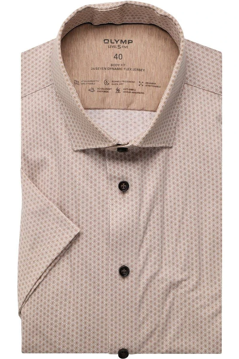 OLYMP Level Five 24/Seven Dynamic Flex Body Fit Jerseyhemd Natur, Gemustert 1 OLYMP Level Five 24/Seven Dynamic Flex Body Fit Jerseyhemd Natur, Gemustert