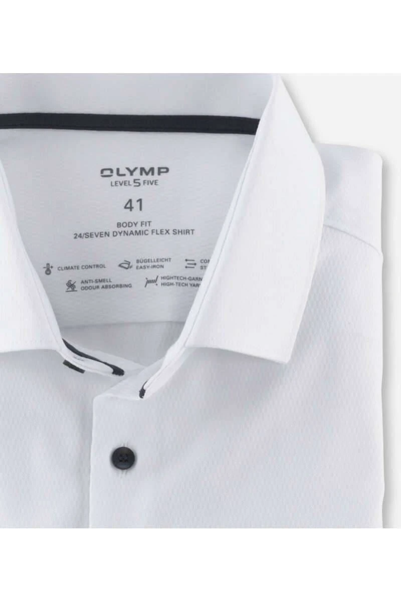OLYMP Level Five 24/Seven Body Fit Hemd Weiss, Einfarbig 2 OLYMP Level Five 24/Seven Body Fit Hemd Weiss, Einfarbig – Bild 2