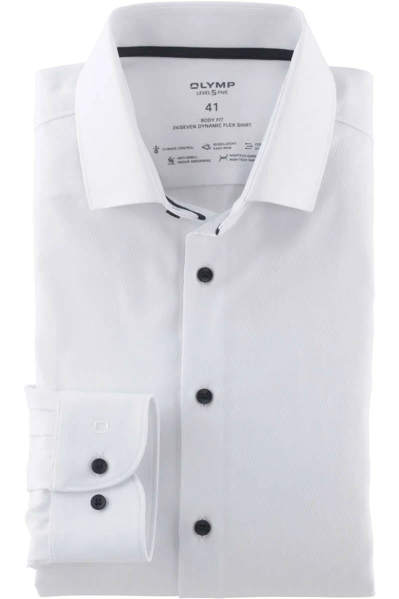 OLYMP Level Five 24/Seven Body Fit Hemd Weiss, Einfarbig 1 OLYMP Level Five 24/Seven Body Fit Hemd Weiss, Einfarbig