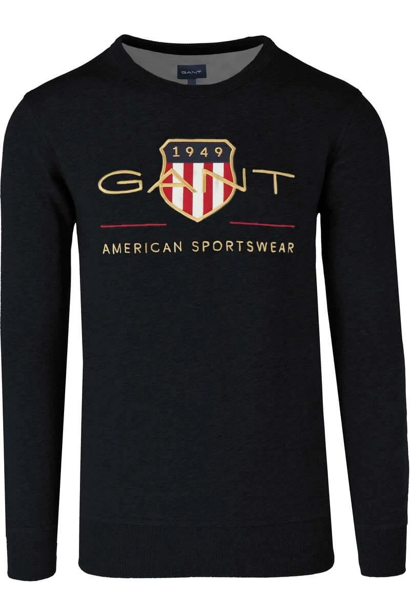 GANT Regular Fit Herren Pullover Rundhals Schwarz 1 GANT Regular Fit Herren Pullover Rundhals Schwarz