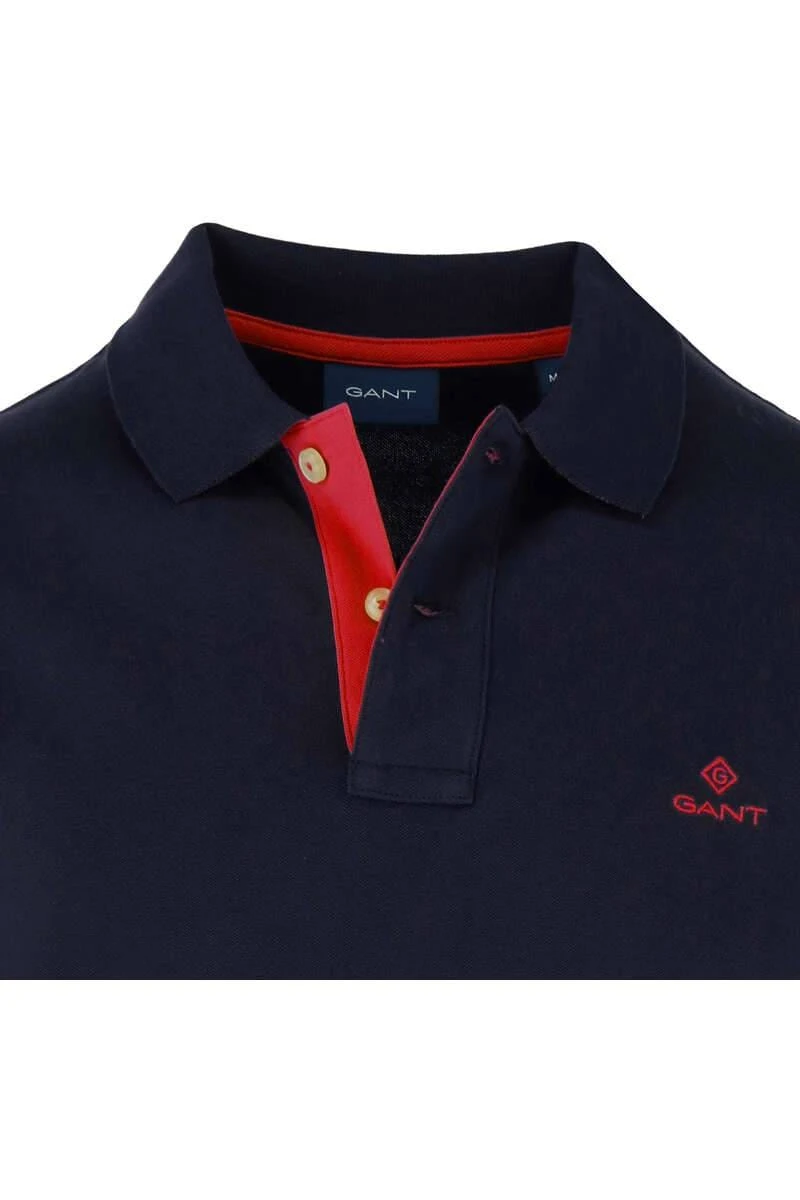 GANT Regular Fit Poloshirt Nachtblau, Einfarbig 2 GANT Regular Fit Poloshirt Nachtblau, Einfarbig – Bild 2