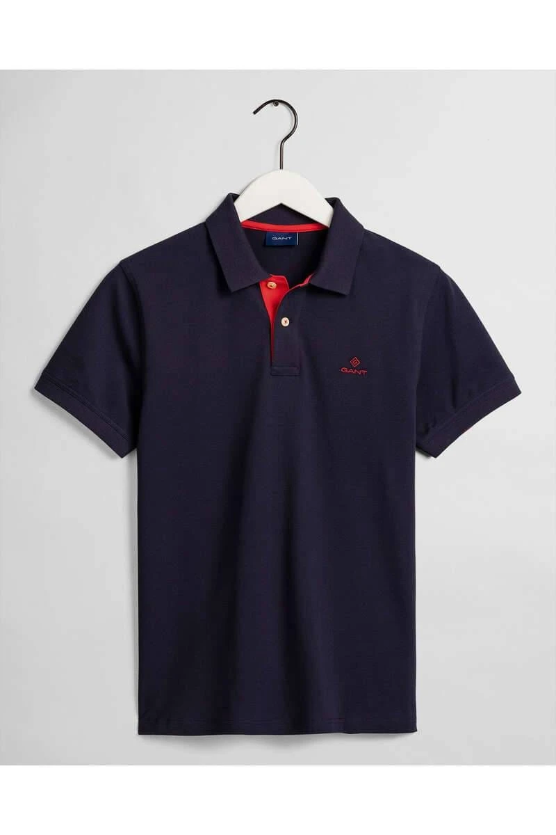 GANT Regular Fit Poloshirt Nachtblau, Einfarbig 4 GANT Regular Fit Poloshirt Nachtblau, Einfarbig – Bild 4