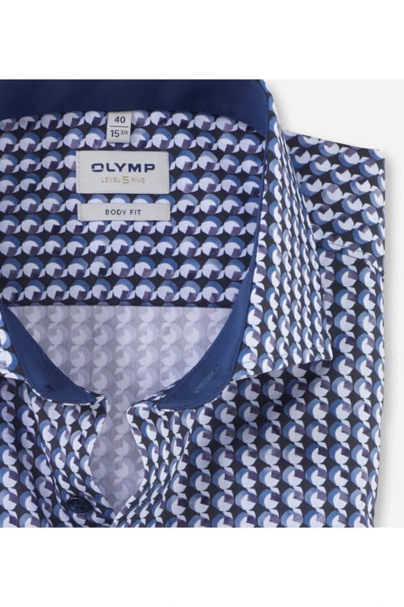 OLYMP Level Five Body Fit Hemd Marine/weiss, Gemustert 2 OLYMP Level Five Body Fit Hemd Marine/weiss, Gemustert – Bild 2