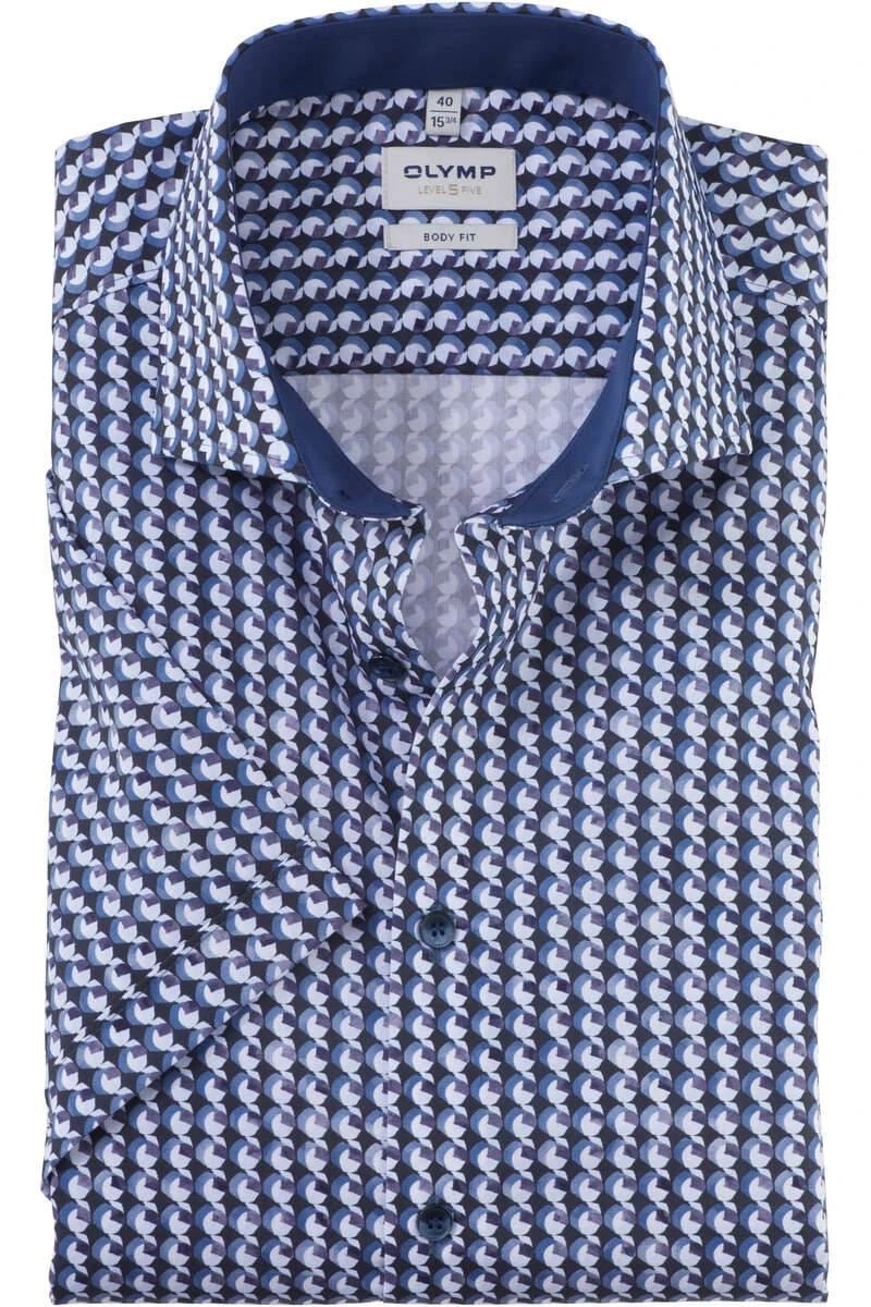 OLYMP Level Five Body Fit Hemd Marine/weiss, Gemustert 1 OLYMP Level Five Body Fit Hemd Marine/weiss, Gemustert