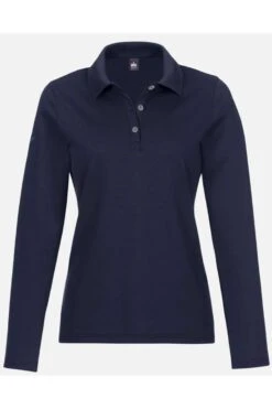 TRIGEMA Slim Fit Damen Poloshirt Navy, Einfarbig