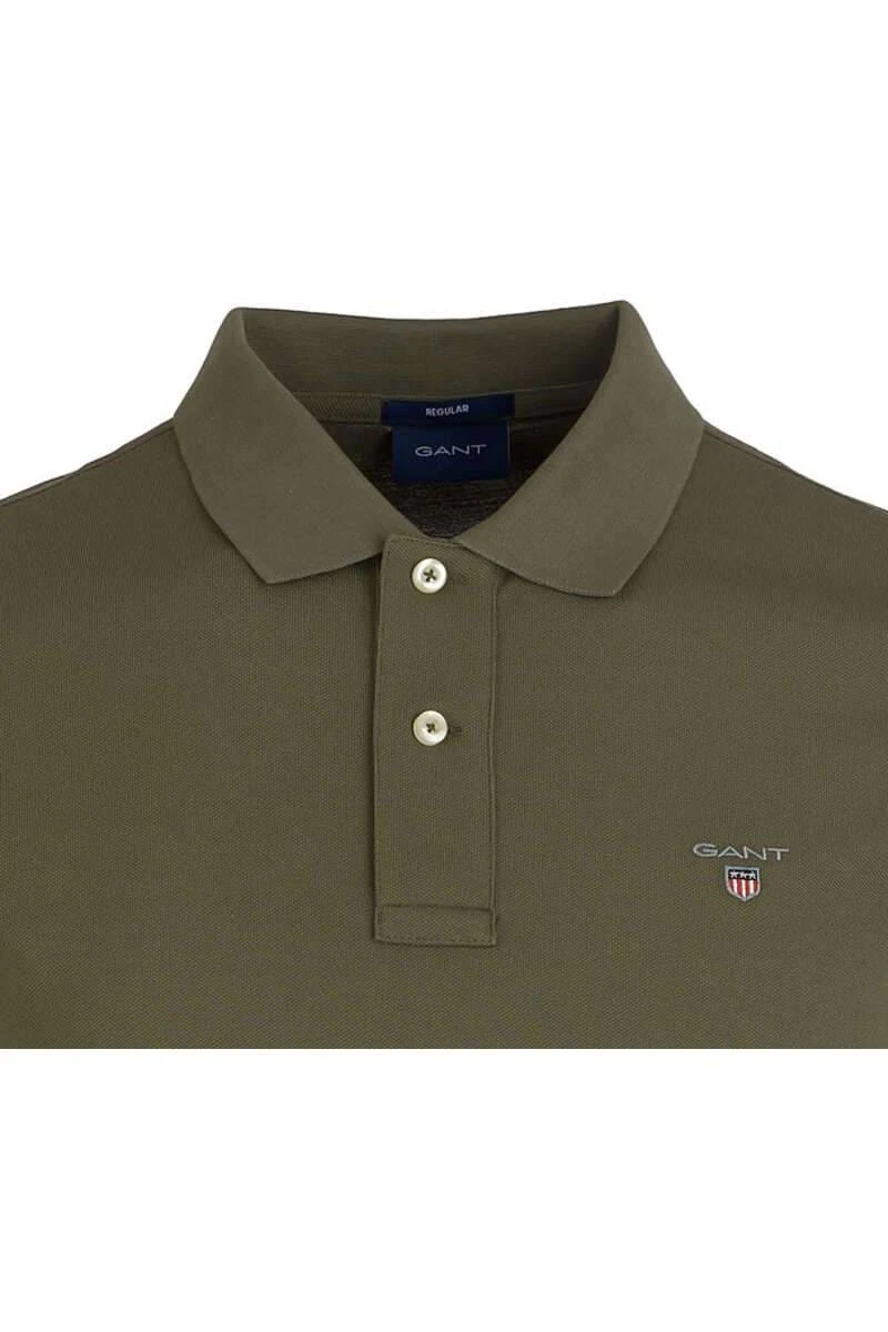 GANT Regular Fit Poloshirt Olivgrün, Einfarbig 2 GANT Regular Fit Poloshirt Olivgrün, Einfarbig – Bild 2
