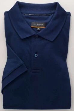 ETERNA Slim Fit Jerseyhemd Marine, Einfarbig